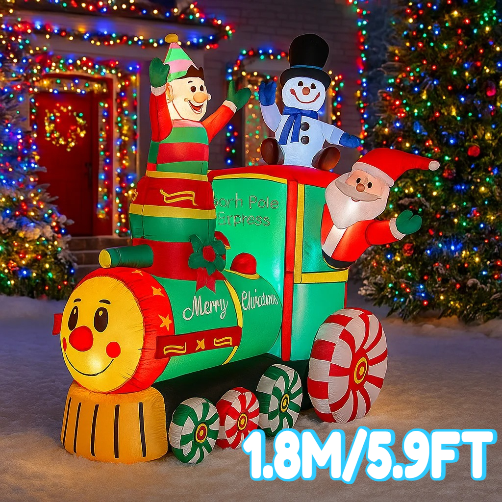 Santa'S Elves Holiday Lighting & Decor Llc - 1.8M/5.9FT Inflatable Santa Claus Elf Snowman