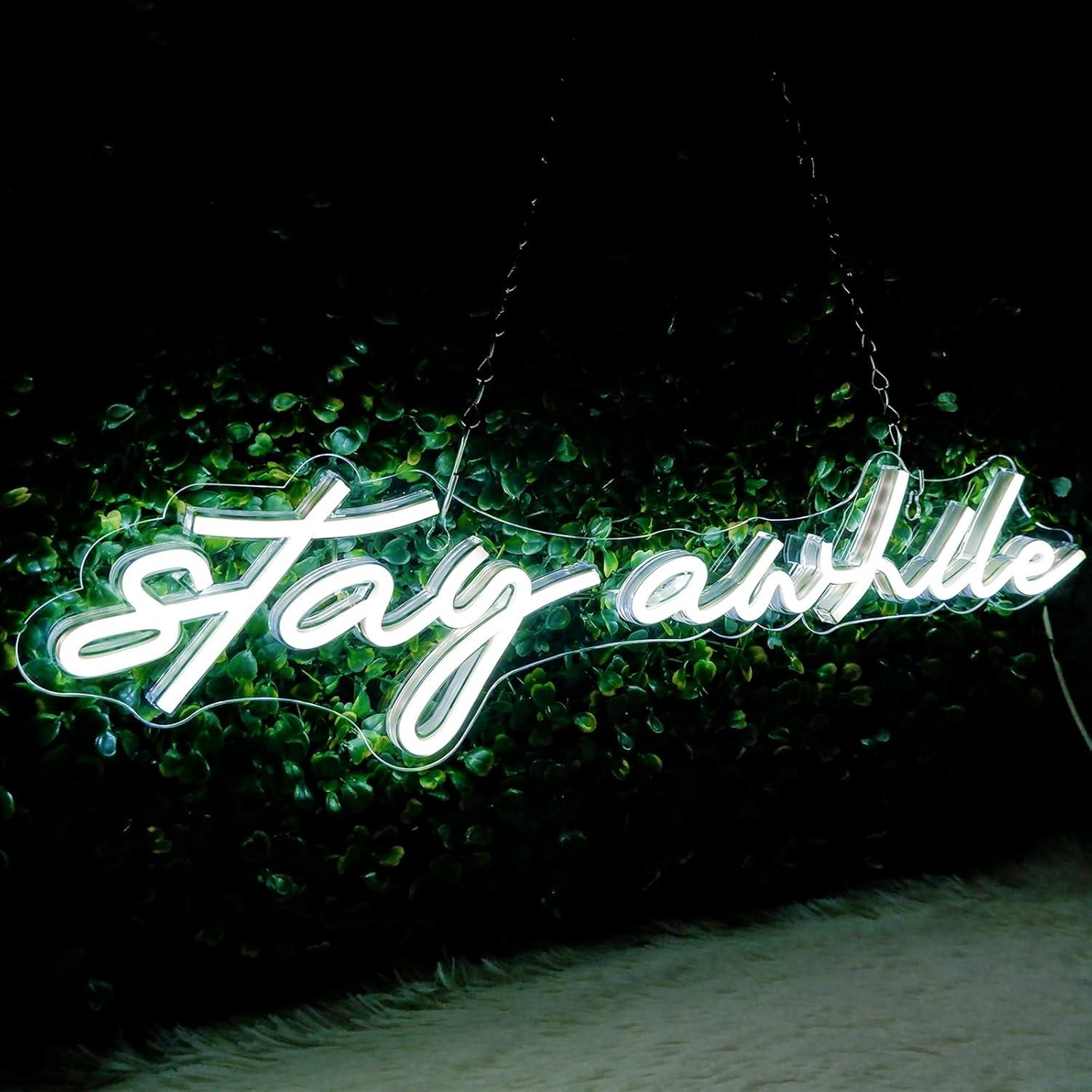 Lighting Decor Room - Stay Awhile Neon Signs USB Dimmable