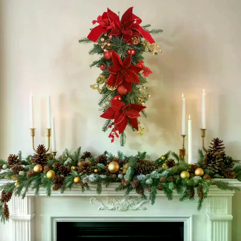 Pendant Lighting Christmas Decor - 60CM Christmas Wreath Pendant Without/with Light