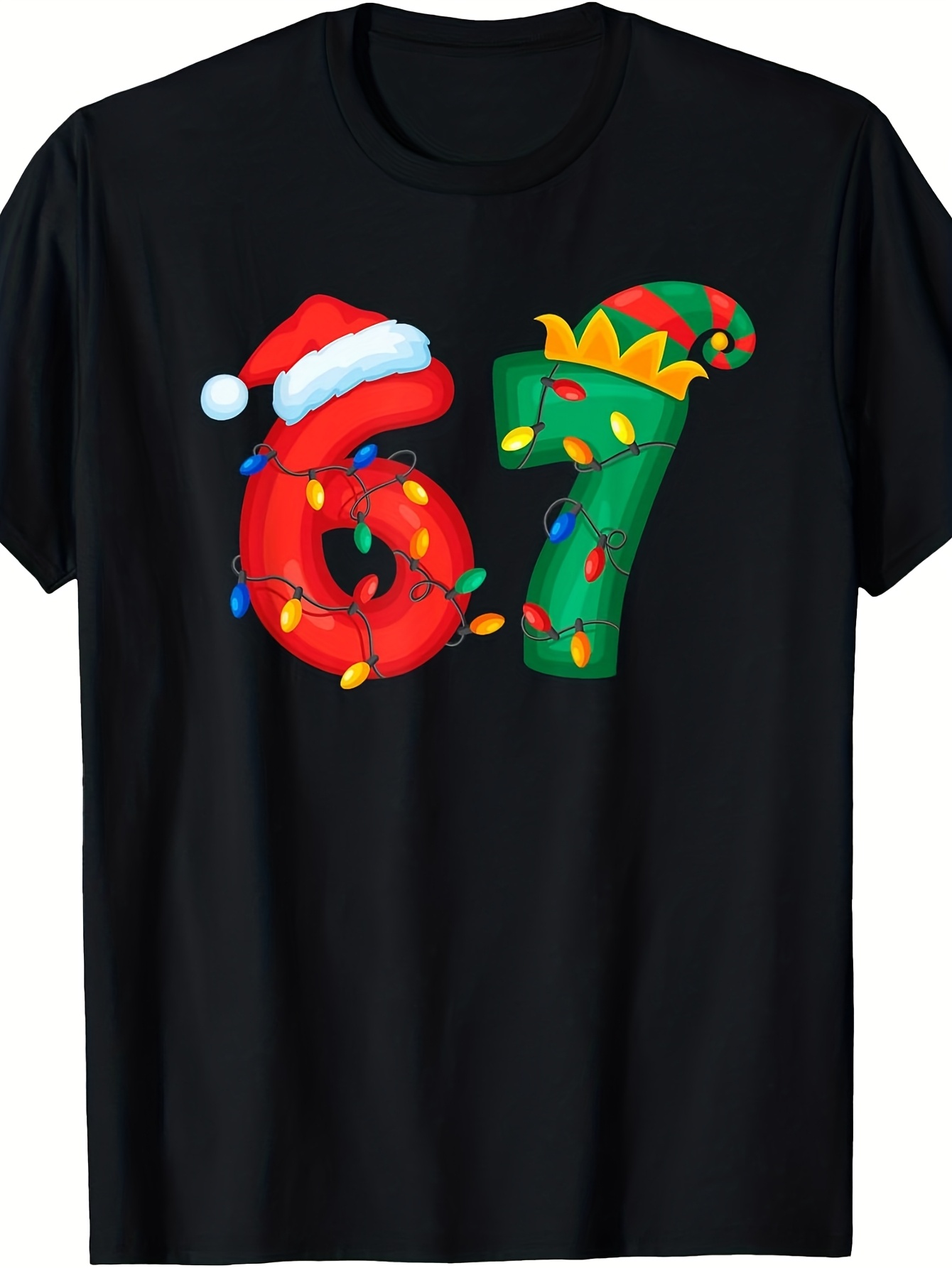 Santa'S Elves Holiday Lighting & Decor Llc - Funny Men's Black Graphic T-Shirt Christmas