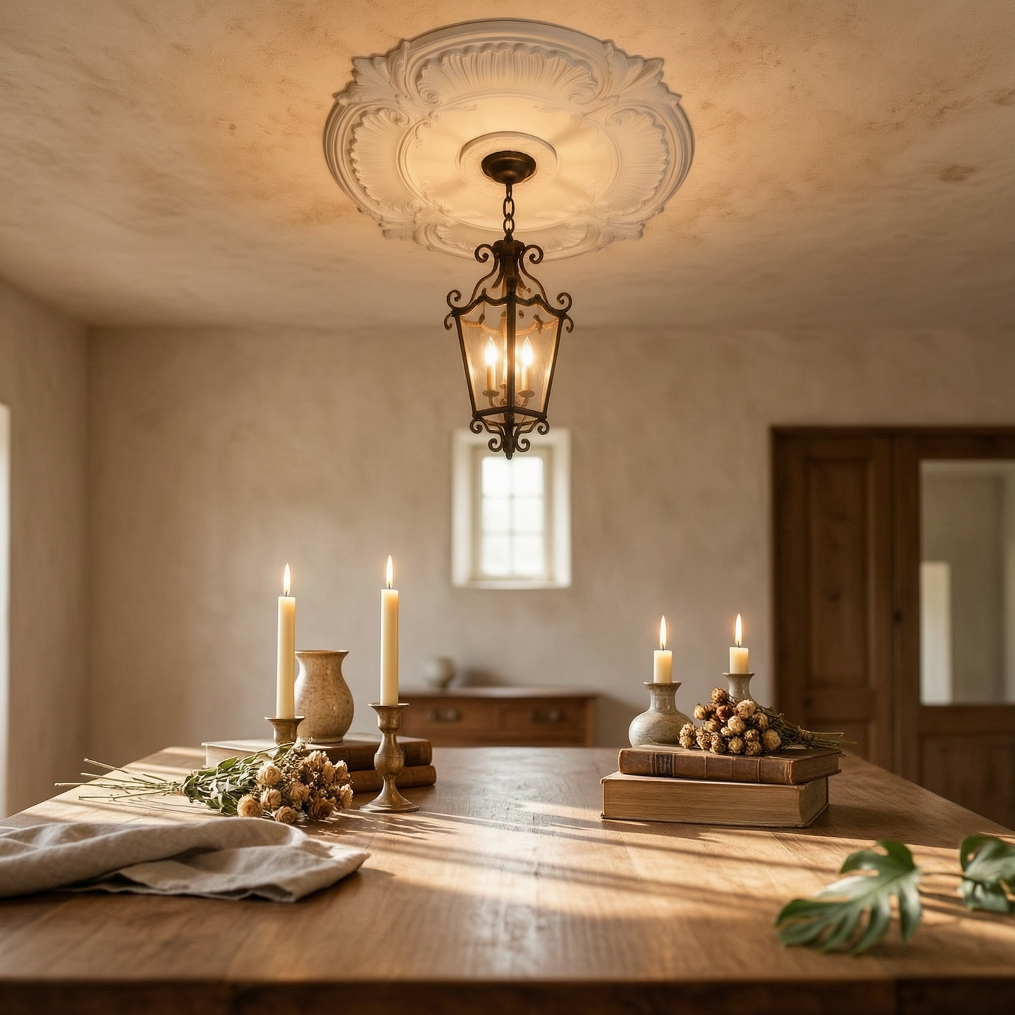 Decor Lighting & Decor Fires - Round PU Ceiling Medallion Ornate Decorative