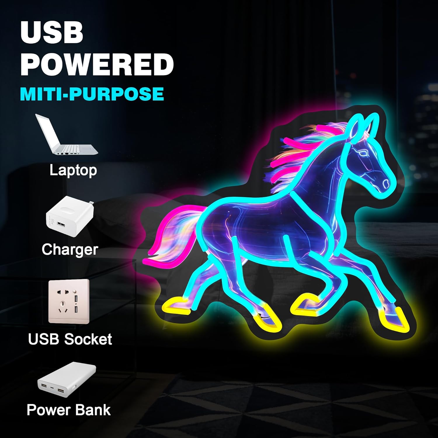 Horse Night Light Neon Sign De - огляд і ціна Room Decor Lighting Lamp
