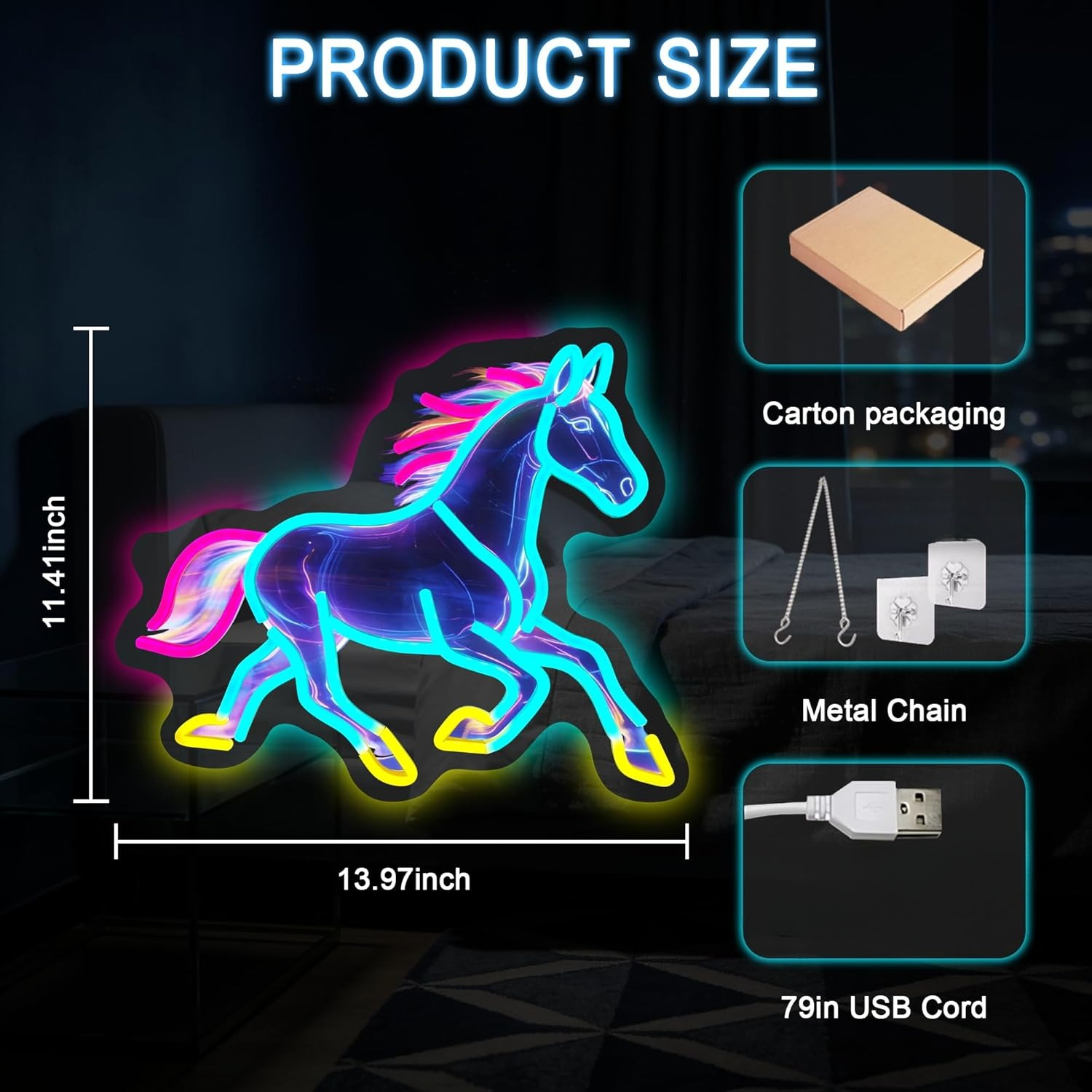 Horse Night Light Neon Sign De - огляд і ціна Room Decor Lighting Lamp