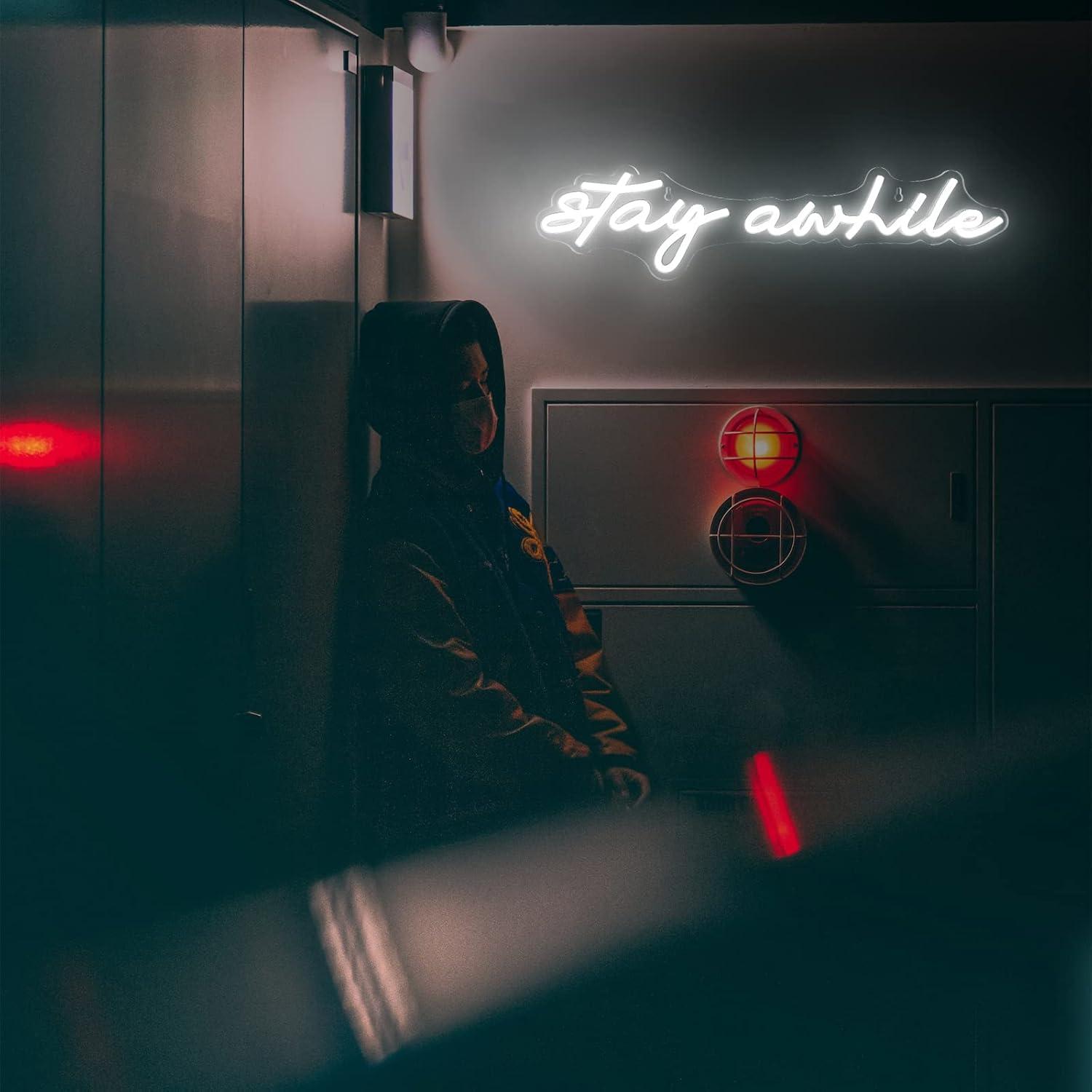 Stay Awhile Neon Signs USB Dim - огляд і ціна Lighting Decor Room