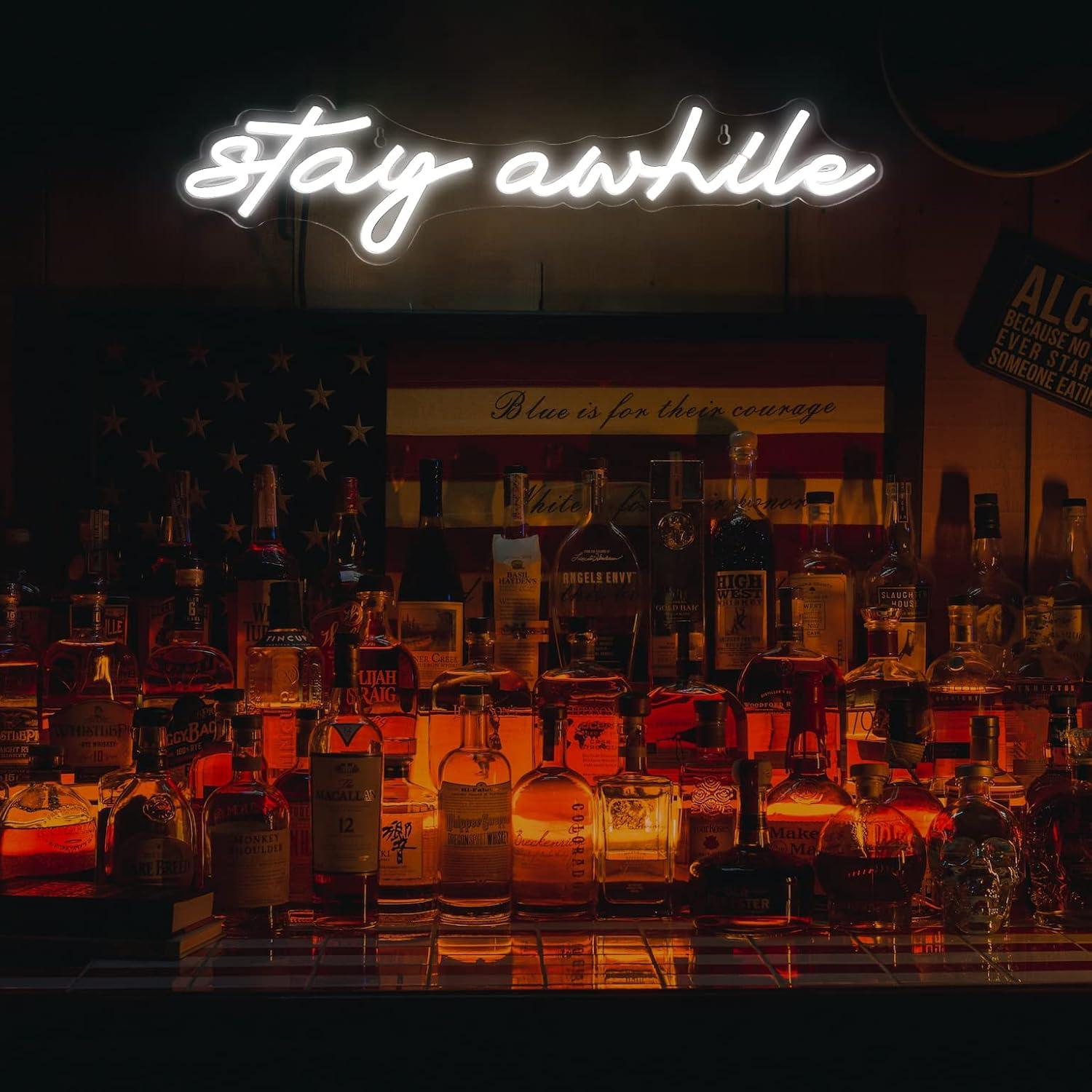 Stay Awhile Neon Signs USB Dim - огляд і ціна Lighting Decor Room