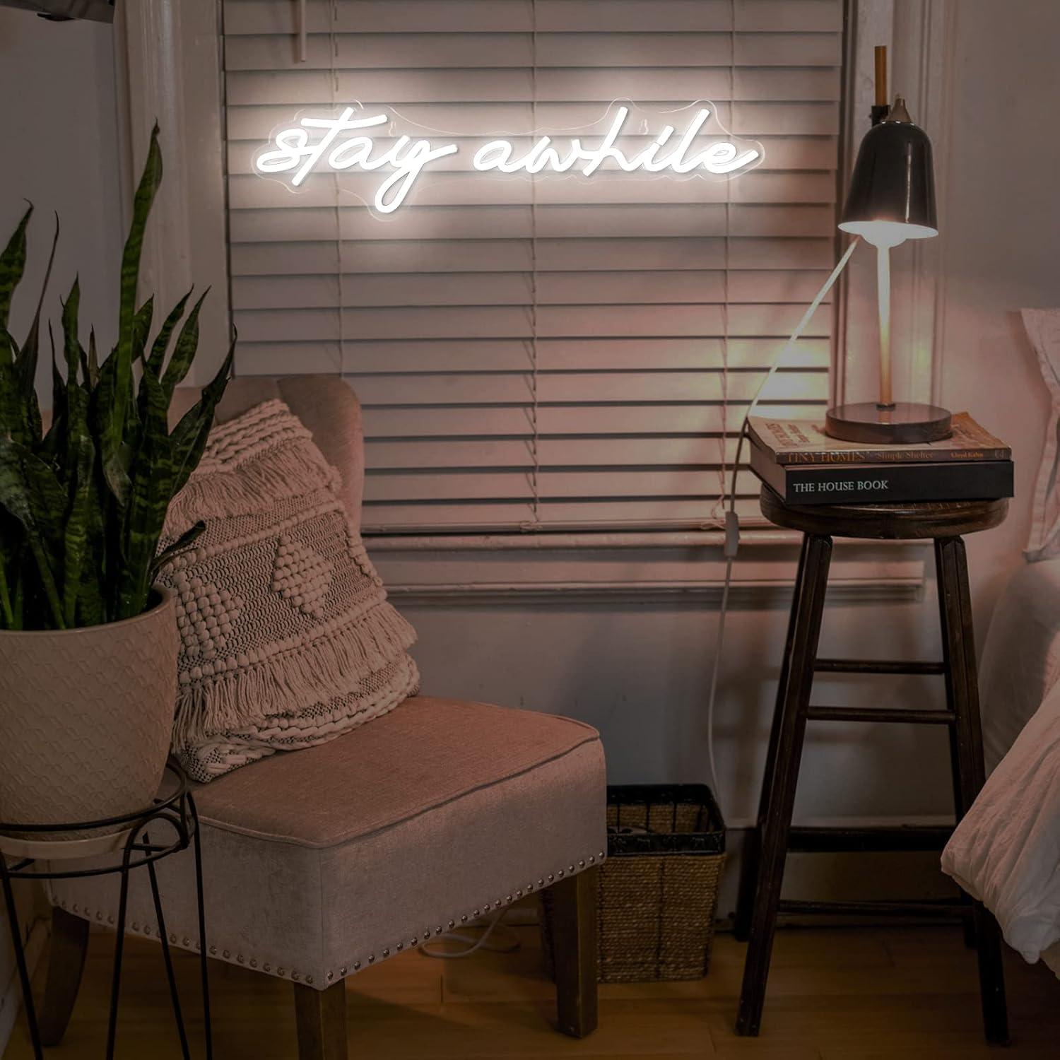 Stay Awhile Neon Signs USB Dim - огляд і ціна Lighting Decor Room