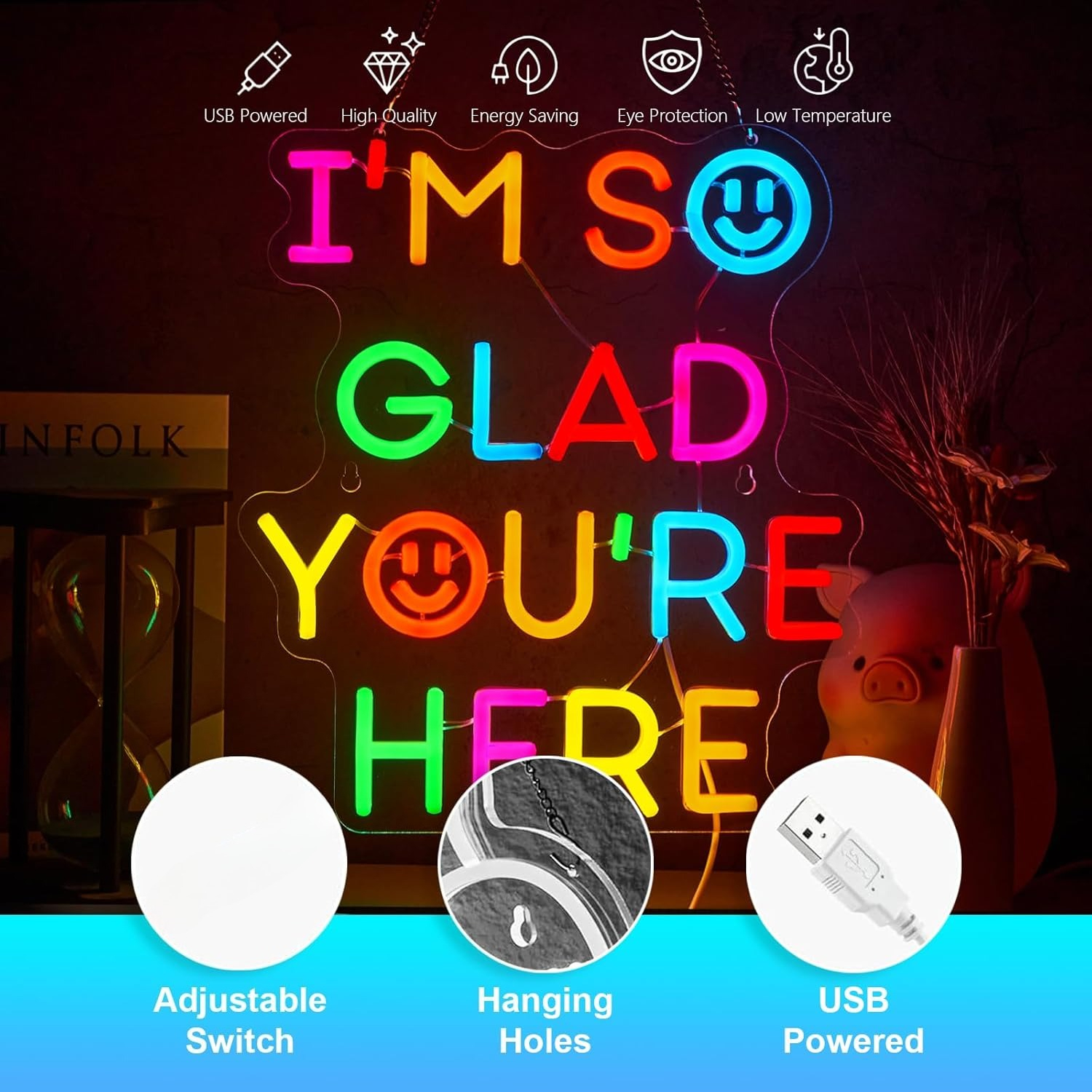  I'm So Glad You‘re Here Neon - огляд і ціна Lighting Decor Room